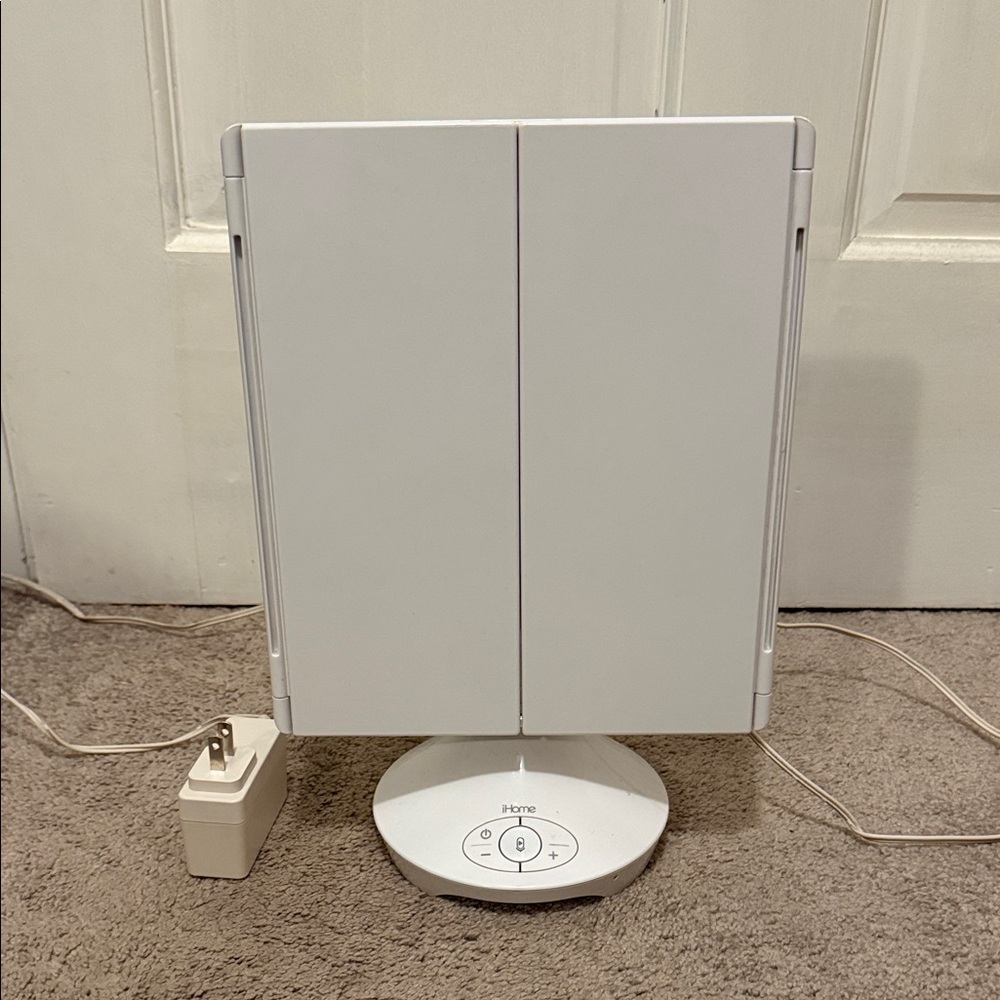 iHome Dual Panel White Vanity Mirror with Charger